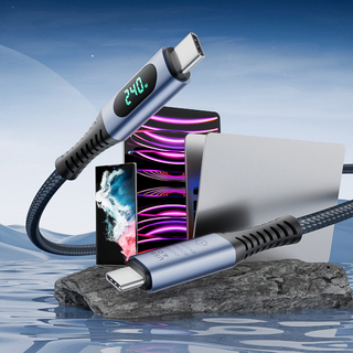 Thunderbolt 3 USB 4.0 240W USB C to USB C Charging Data Cable With 40Gbps 8K 60Hz Data Transfer LED Digital Display For iphone