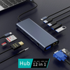 Factory 4K HDMI SD TF PD Converter Docking Station Aluminum USB C Hub Adapter 10,11,12,13 in 1 For Laptop iPad Macbook Computer