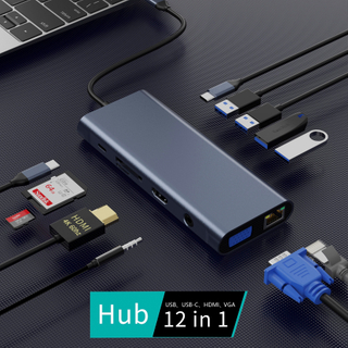 Factory 4K HDMI SD TF PD Converter Docking Station Aluminum USB C Hub Adapter 10,11,12,13 in 1 For Laptop iPad Macbook Computer