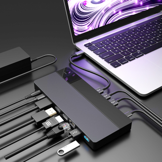 Halee 13 In 1 Multifunctional USB Type C Hub Docking Station With AC Adaptor For Macbook Laptop PC