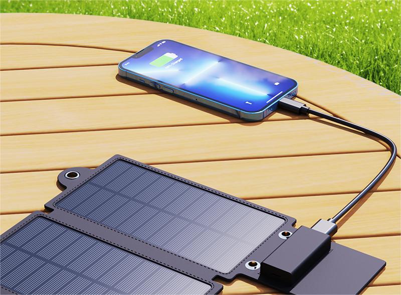 Hiluckey Fast Charging 2400 mAh Foldable Outdoor Portable Solar Charger 2400mAh Powerbank Solar Power Bank With Led Lights