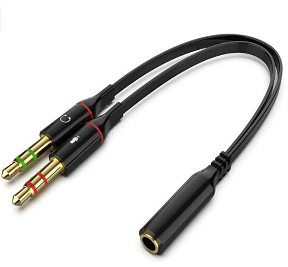 3.5mm Jack Headset Splitter Cable for PC with Mic And Audio