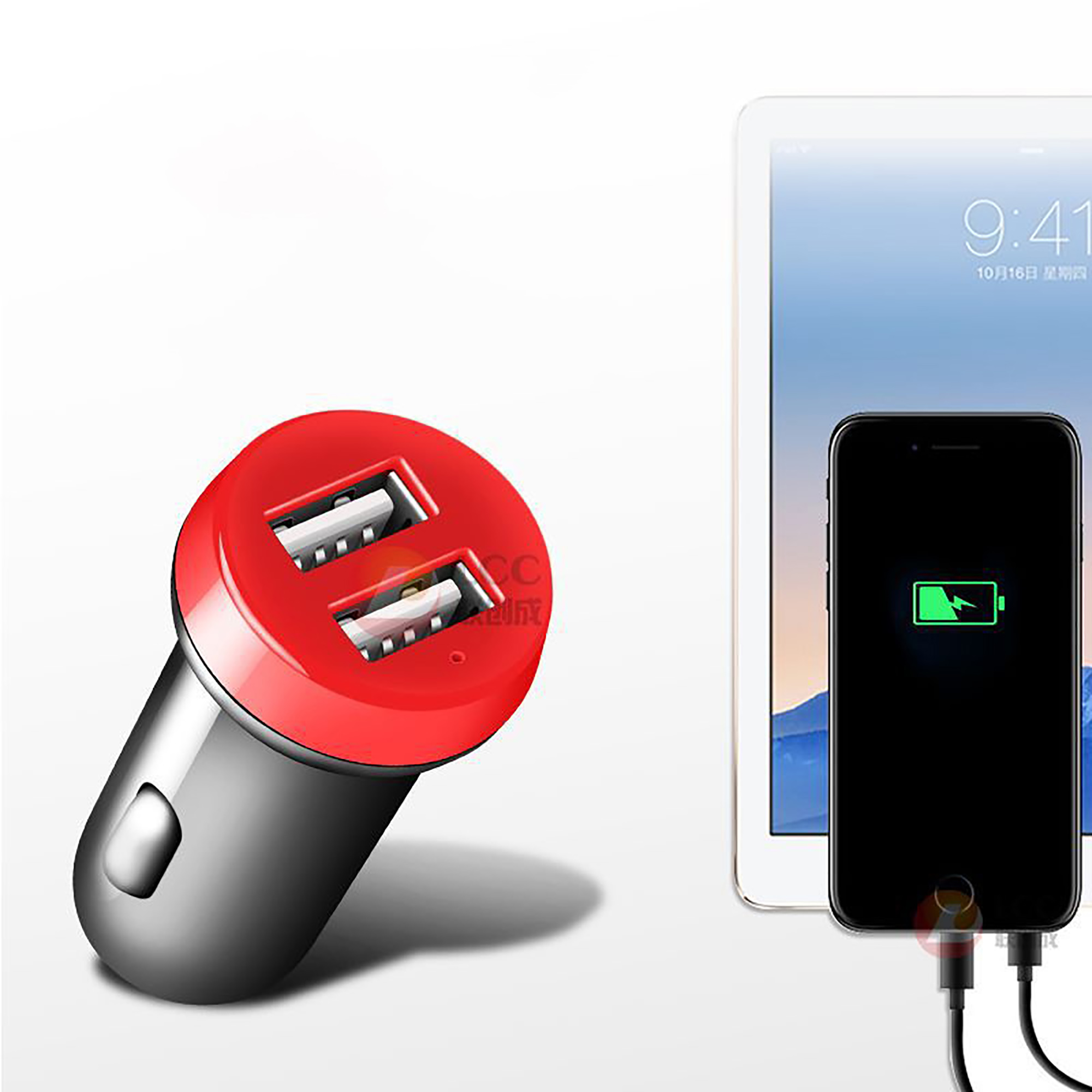 Dual Usb Mount Phone Electric Digital Car Charger For Cellphone
