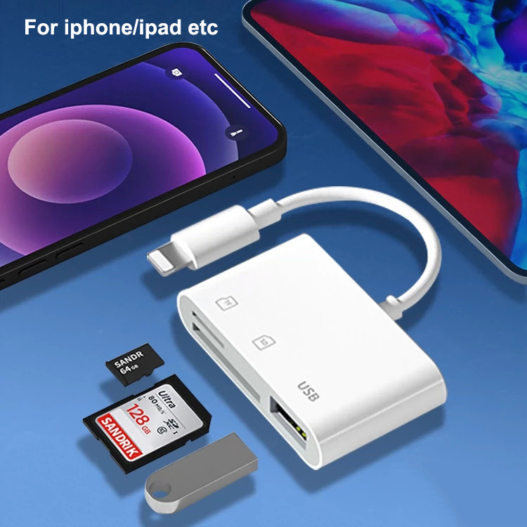 Best 2 3 in 1 SD Memory Card Reader for iPhone iPad with TF SD USB Port for iphone external ipad android Mobile phone and camera