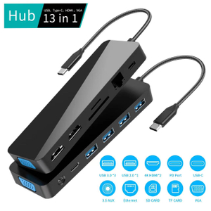 10 13 in 1 USB Hub C usb3.0 Docking Station Port Replicator With HDMI RJ45 1000Mb TF SD card reader PD Fast Charging For Ipad