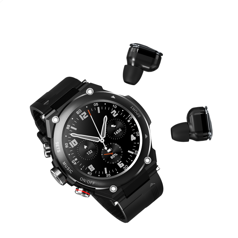 Smart Watch+ Bluetooth Headset, Health Monitoring & Exercise Tracking，AI voice assistant, one-click recording