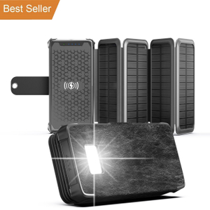 2023 New Amazon Multifunctional Large Capacity Waterproof Portable Folding Wireless Fast Charging Solar Power Bank For Outdoor