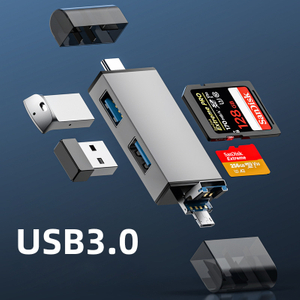Aluminum Type C USB A Micro USB 3 in 1 OTG Memory SD Card Reader Adapter With SD TF Card Slot USB Port for Android Mobile iphone